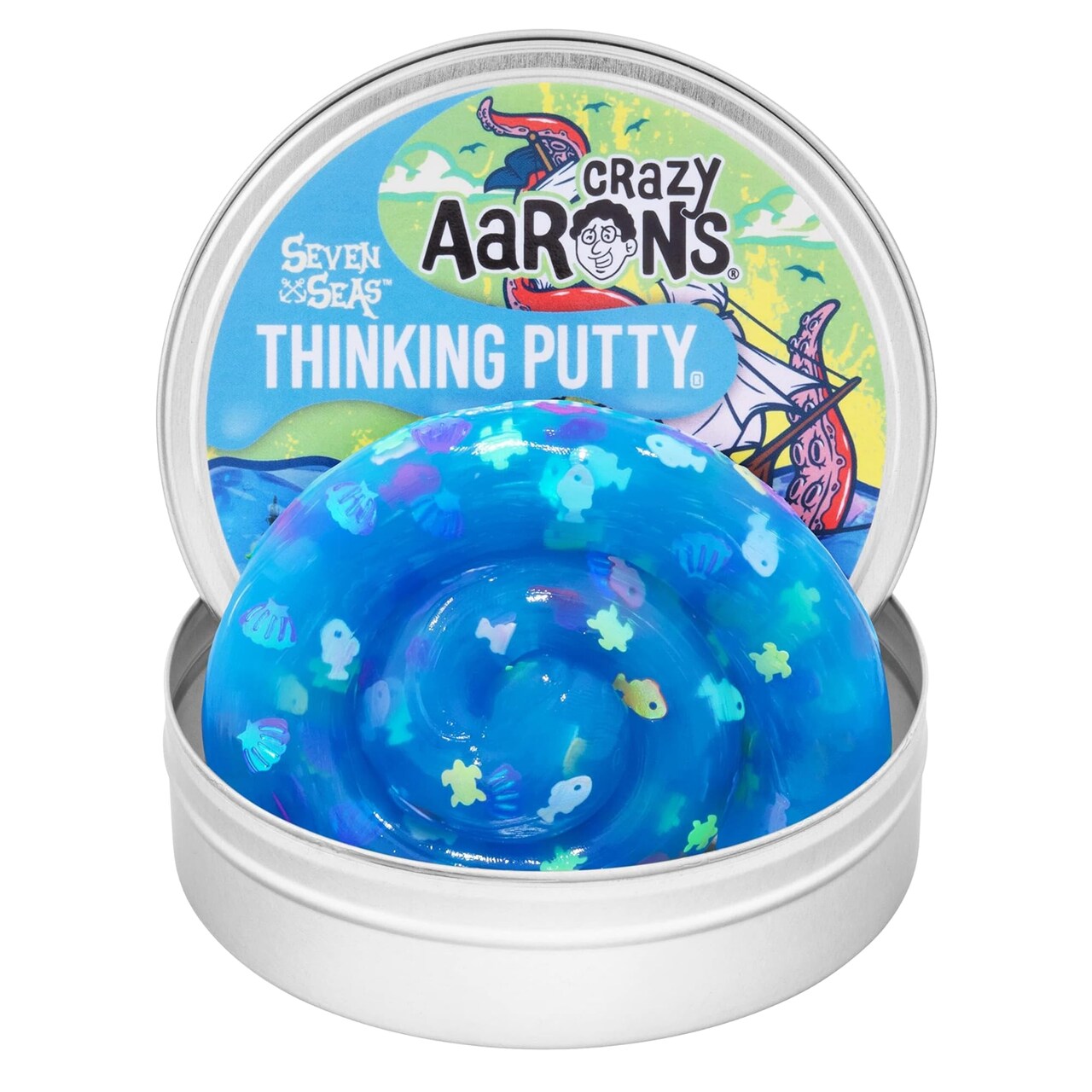 Crazy Aaron's Thinking Putty® - Seven Seas - Ocean Blue Sensory Putty for Kids and Grown ups in a 4" Tin - Creative and Endless Fun, Stress Relief Therapy Toys, Never Dries Out - Made in USA